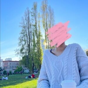 ZARA light blue / grey cable knit sweater